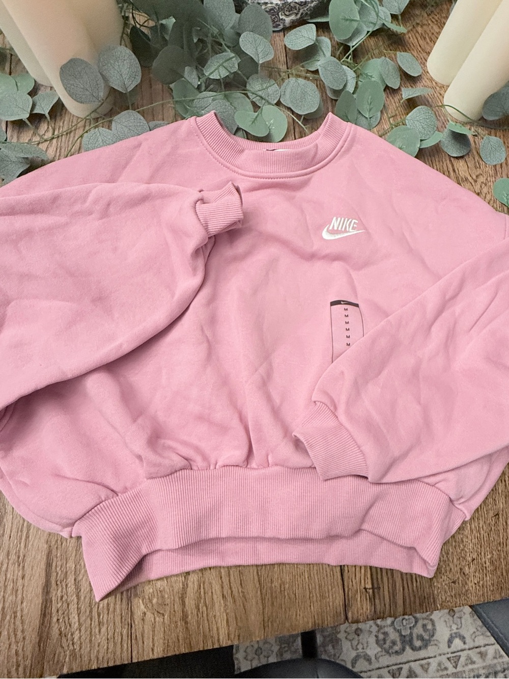 Nike Sportswear Club Fleece Boxy Crew-Neck Fuchsia Girls' Sweatshirt Size M EE